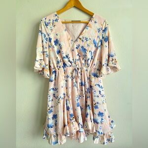 Simpler pink floral mini dress, large